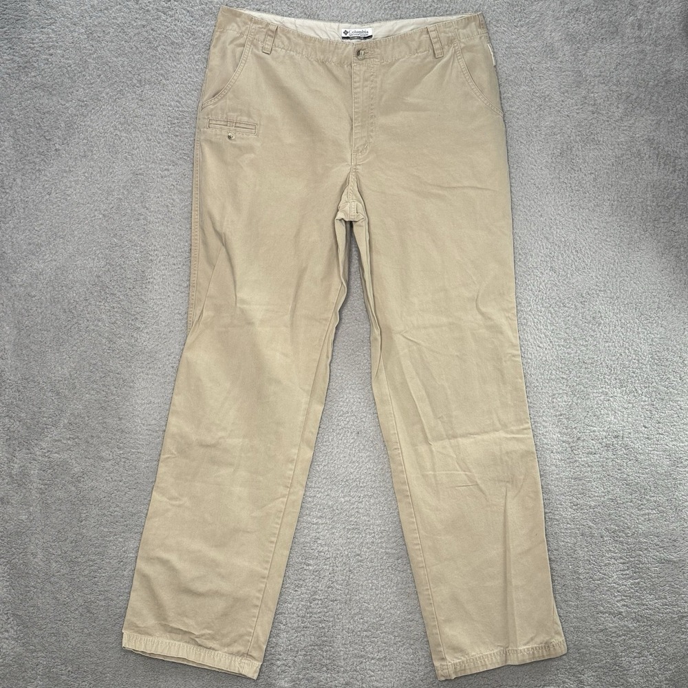 Columbia Capri Pants Women's 16 Outdoor 5 Pocket Cotton Beige Hiking Cotton